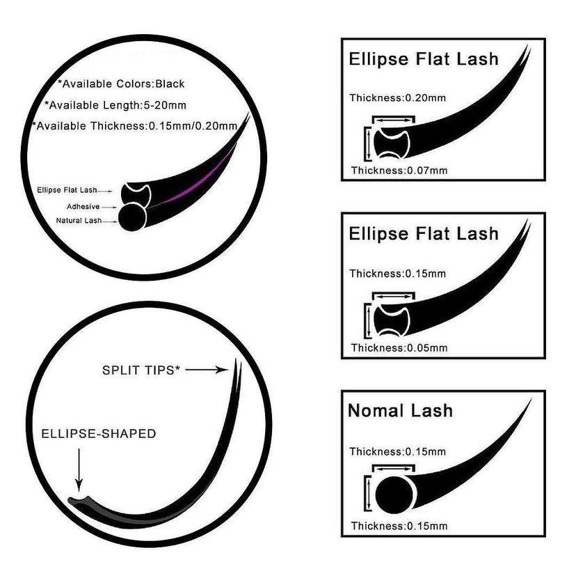 Cashmere Ellipse Flat Lashes - Split tip